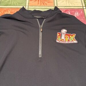 Super Bowl LIX Greyson Men's Large Pullover 1/4 Zip Black Performance Stretch